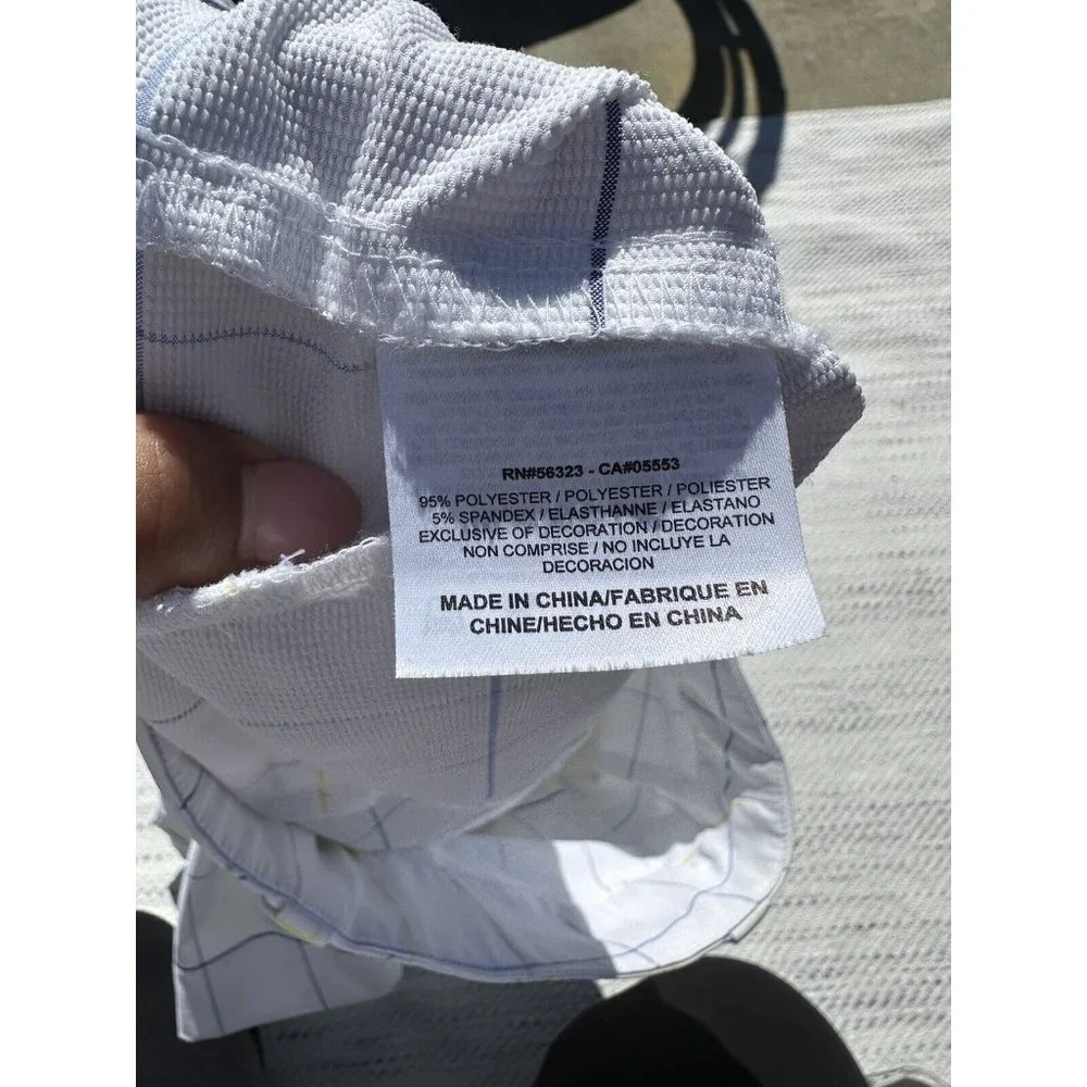 NIKE GOLF Shorts Medium White Blue Striped Chino Embroidered Swoosh Dri-Fit Mens - Picture 8 of 16